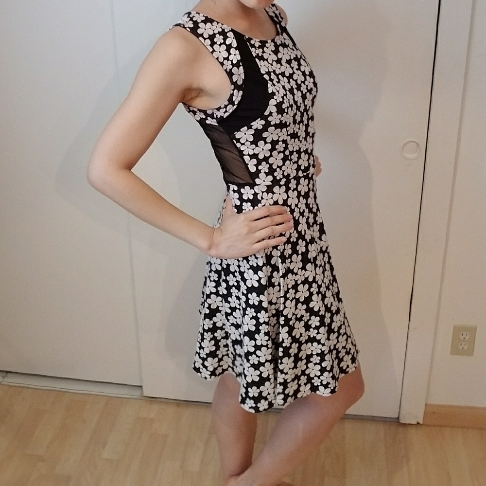 Skater dress with black sheer back